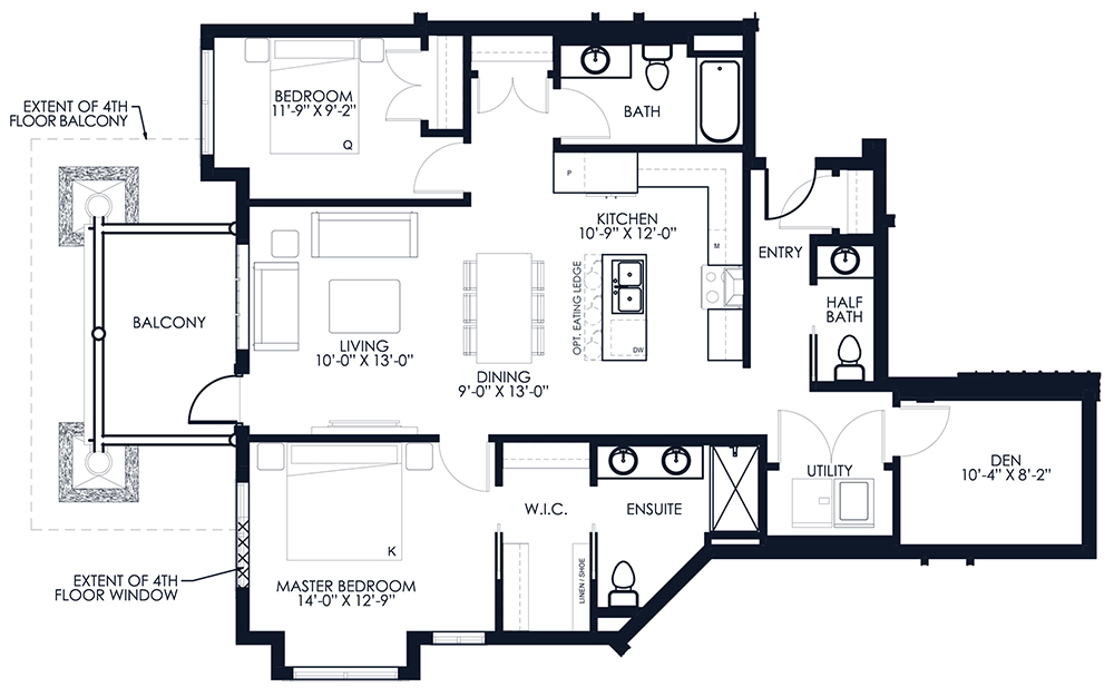 Sanderson_Unit-F204_304_404 Unit F104 floor plan