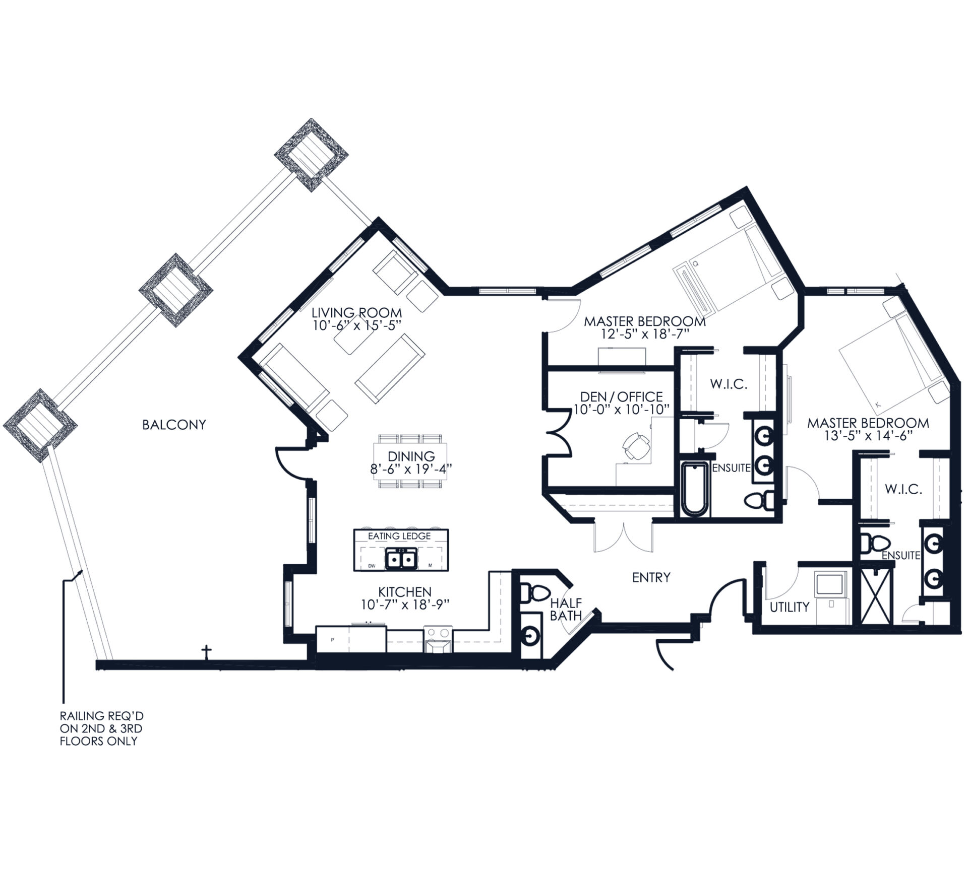 Unit A114-214-314 floor plan